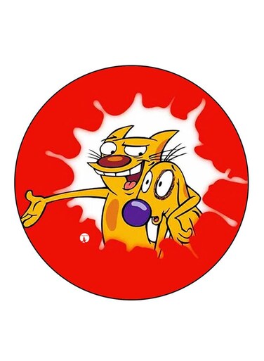 Catdog Printed Fridge Magnet Round Multicolour