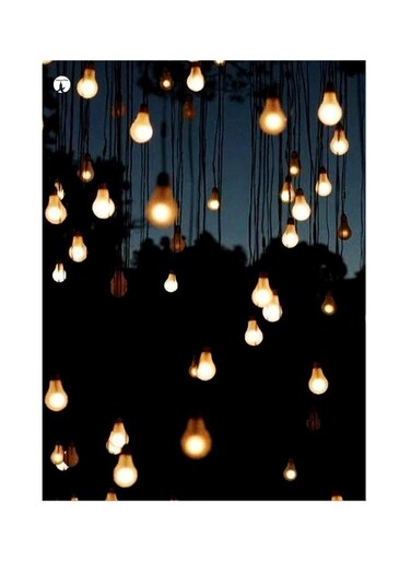 LED Bulb Themed Printed Plate Black/Blue/Yellow 20x15cm