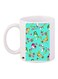 Bird Printed Coffee Mug White/Green/Pink 11ounce