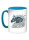 Horse Drawing Printed Coffee Mug Blue/White/Red 11ounce