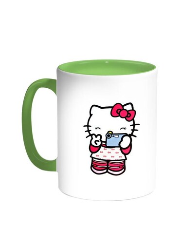 Hello Kitty Printed Coffee Mug Green/White 11ounce