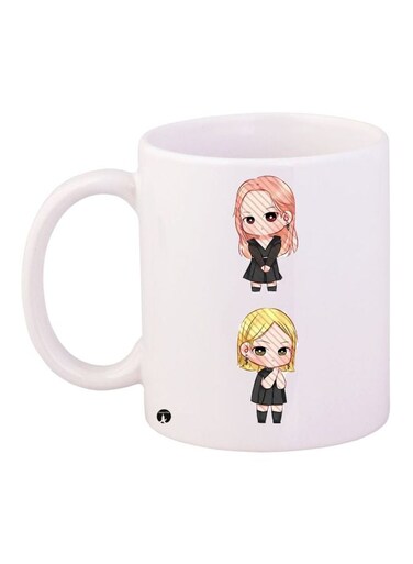 Animated Girl Printed Coffee Mug White/Yellow/Black