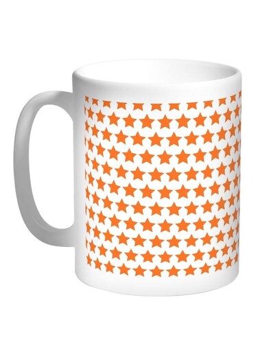 Stars Decoration Printed Coffee Mug White/Orange 11ounce
