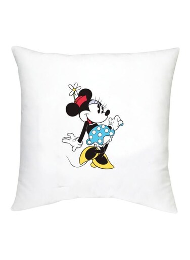 Minnie Mouse Printed Decorative Cushion White/Blue/Black 16x16inch