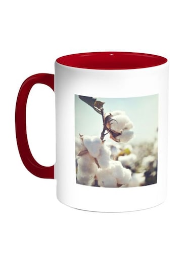 Cotton Tree Printed Coffee Mug Red/White/Brown 11ounce