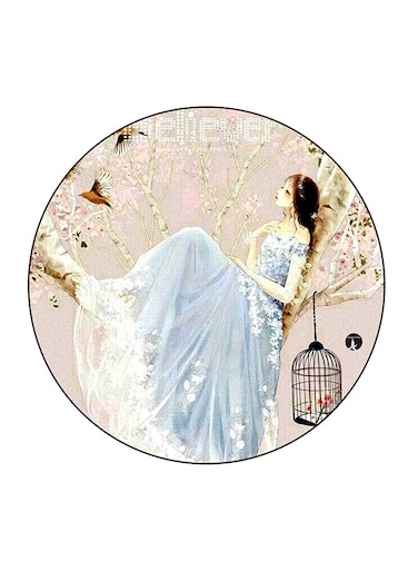 Girl On tree Printed Fridge Magnet Multicolour 5.5 x 5.5cm