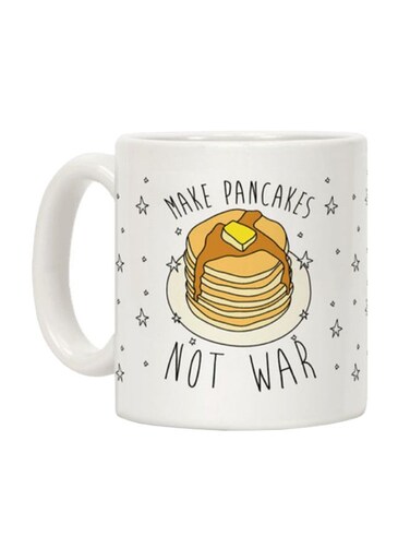 Make Pancakes Not War Printed Coffee Mug White