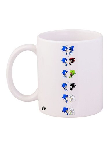 Cartoon Printed Coffee Mug White/Blue/Black 11ounce