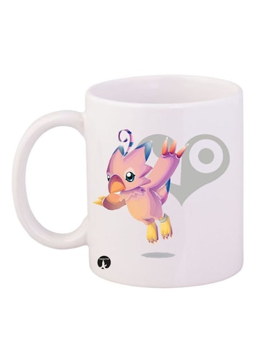 Digimon Printed Mug White/Pink/Yellow 12ounce
