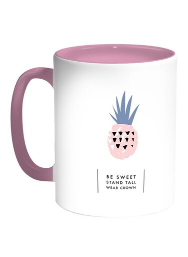 Be Sweet Stand Tall Wear Crown Printed Coffee Mug White/Pink 11ounce