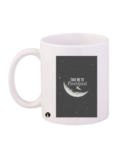 Take Me To Neverland Printed Coffee Mug White/Grey