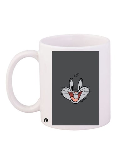 Bugs Bunny Printed Coffee Mug White/Grey/Pink 11ounce