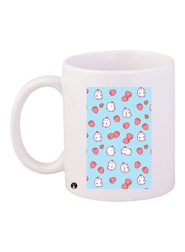Cartoon Printed Coffee Mug White/Pink/Blue 11ounce