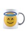 Smiling Face with Halo Emoji Emoji Coffee Mug White