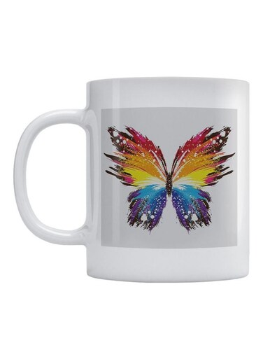 Butterfly Printed Mug White/Yellow/Red