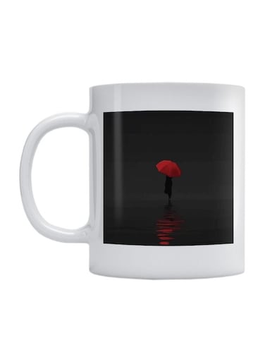 Umbrella Printed Mug White/Black/Red