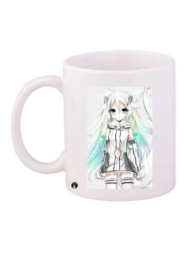 Cartoon Girl Printed Coffee Mug White/Blue/Grey