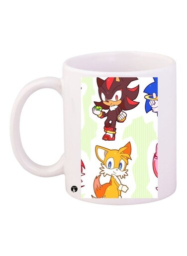 Cartoon Printed Coffee Mug White/Brown/Yellow 11ounce