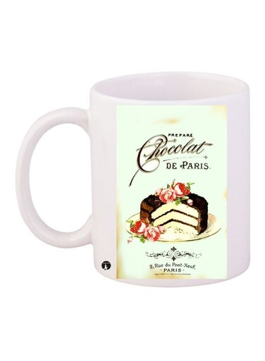 Cake Printed Coffee Mug White/Green/Brown 11ounce