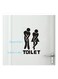 2-Piece Washroom Toilet Sign Wall Poster Black