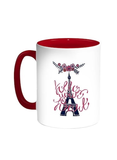 Romantic Printed Coffee Mug Red/White 11ounce