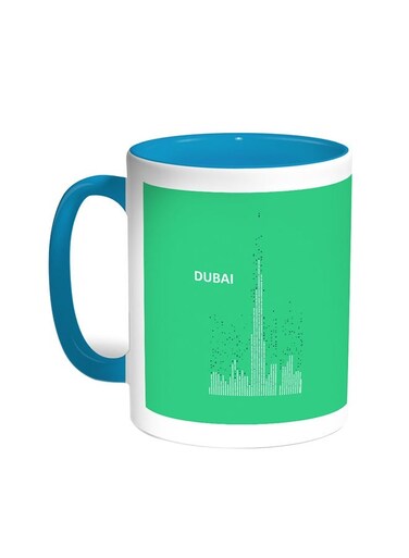 Abstract Drawing - Dubai Towers Printed Coffee Mug Turquoise/White 11ounce