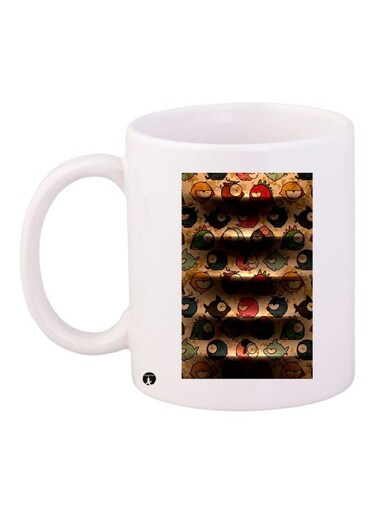 Printed Coffee Mug White/Brown/Black 11ounce