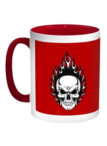 Skull Shape Printed Coffee Mug Red/White/Black 11ounce