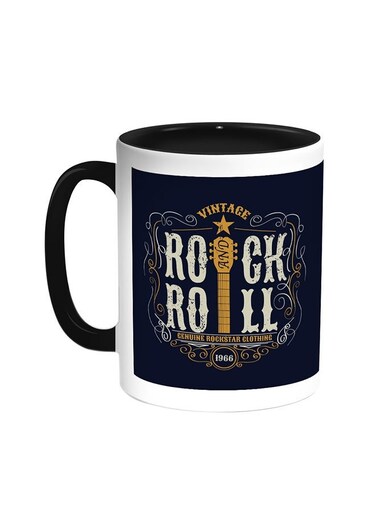 Rock And Roll Printed Coffee Mug Black/White 11ounce