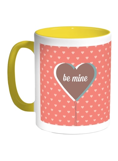 Be Mine Printed Coffee Mug Yellow/White/Pink