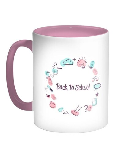 Back To School Printed Coffee Mug Pink/White/Blue 325ml