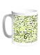 Arabic Letters Printed Coffee Mug White/Green 11ounce