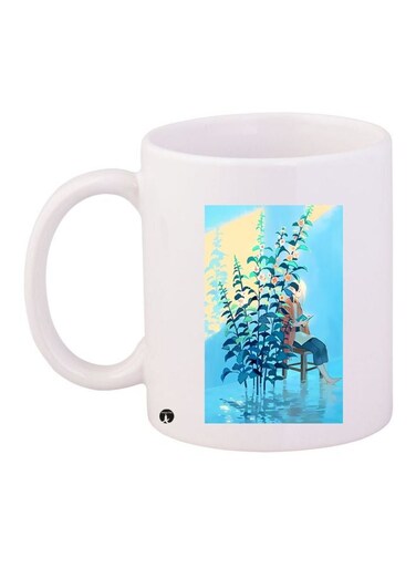 Cartoon Printed Coffee Mug White/Blue/Yellow