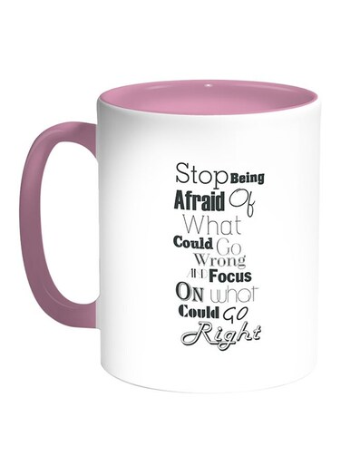 English Quote Printed Coffee Mug White/Pink 11ounce