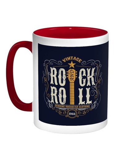 Rock And Roll Printed Coffee Mug Blue/White/Red 11ounce