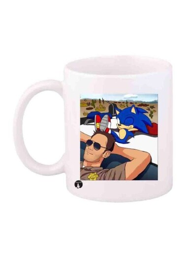 Sonic Game Character Printed Coffee Mug White/Blue/Brown