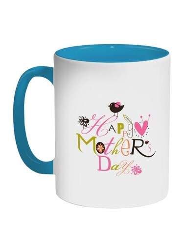 Happy Mother's Day Printed Coffee Mug Blue/White/Pink 325ml