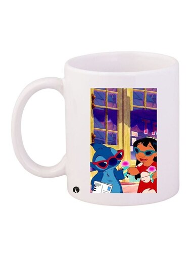 Cartoon Printed Coffee Mug White/Red/Blue 11ounce