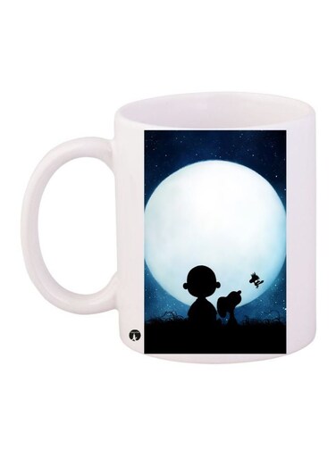 Night Cartoon Printed Coffee Mug White/Blue/Black 11ounce