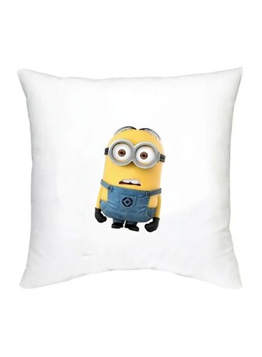 Minion Character Printed Cushion White/Yellow/Blue 16x16inch