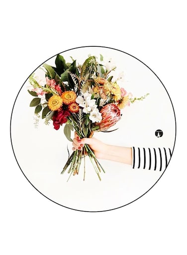 Flowers Printed Fridge Magnet Round Multicolour
