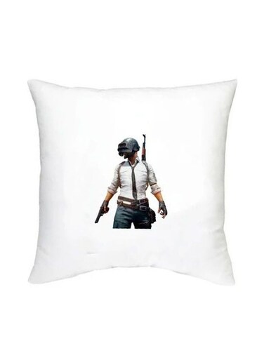 PUBG Printed Decorative Cushion White/Brown/Black 16x16inch