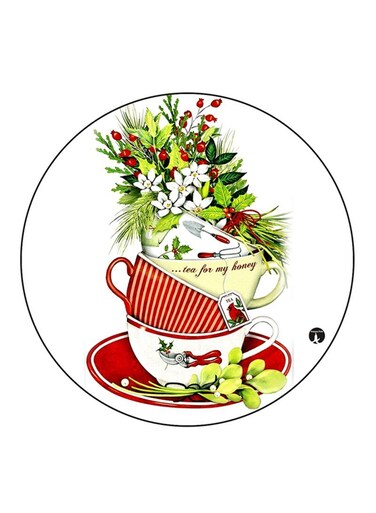 Tea Cups Printed Fridge Magnet Multicolour
