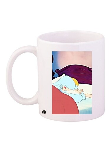 Sleeping Beauty Themed Coffee Mug White/Blue/Brown 11ounce