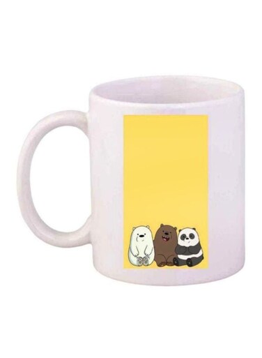 Cartoon Bear Printed Coffee Mug White/Yellow/Brown