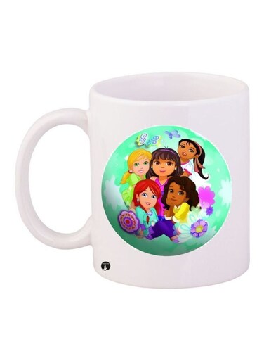 Cartoon Printed Coffee Mug White/Green/Purple 11ounce
