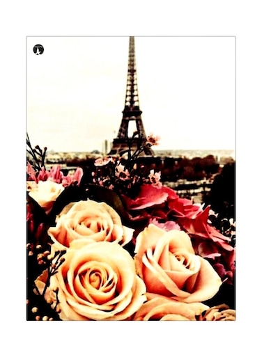 Rose Themed Metallic Plate Beige/Red/Brown 20x15cm