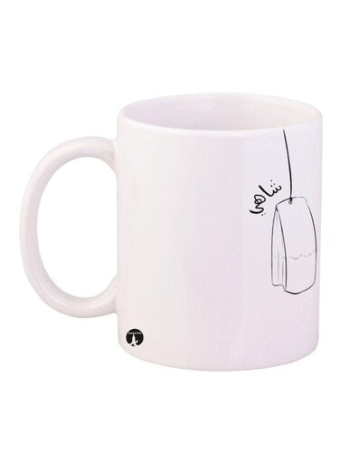 Tea Bag Printed Mug White/Black