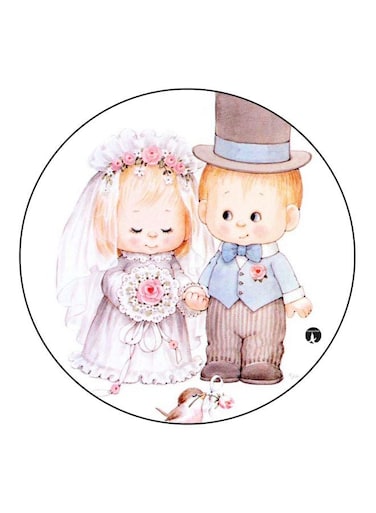 Cartoon Printed Fridge Magnet White/Blue/Beige 5.5cm