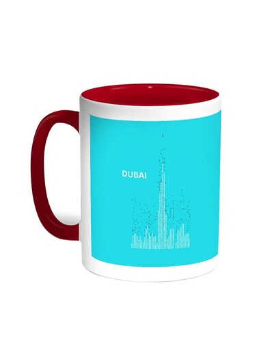 Abstract Drawing - Dubai Towers Printed Coffee Mug Red/White 11ounce